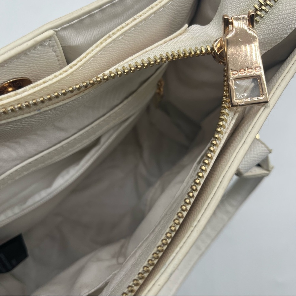 Bebe Women's Faux Leather Purse Handbag Cream Color - Picture 13 of 15